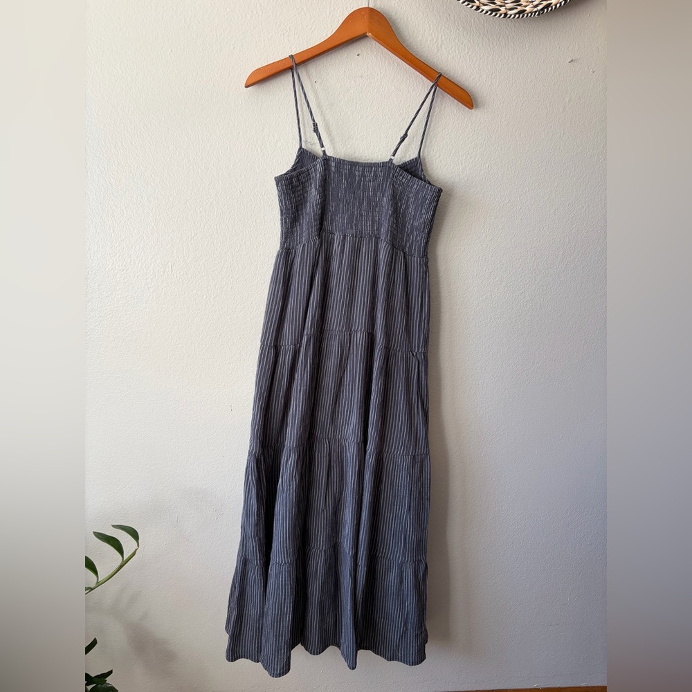 Z Supply Balos Striped Maxi Dress Supernova Gauzy Charcoal White Women’s Medium - Picture 8 of 13